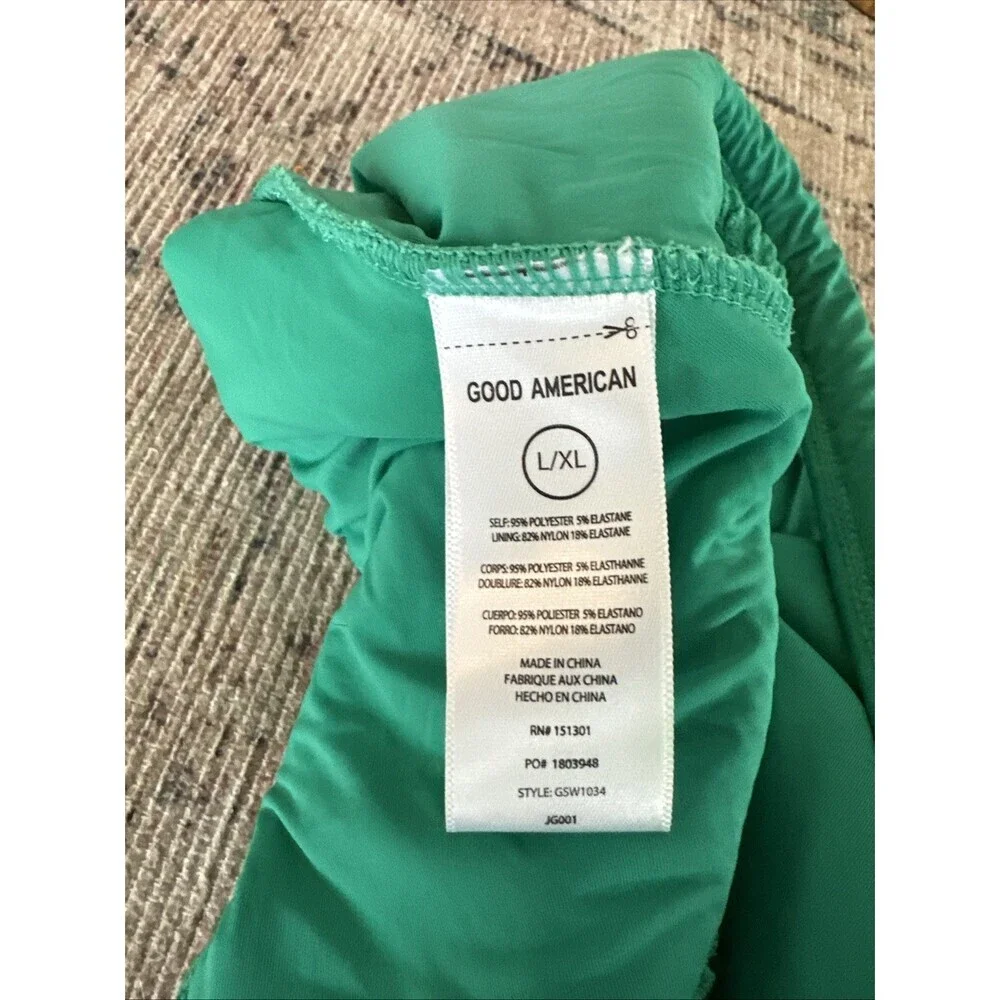EUC Good American Always Fit One Piece Swimsuit Jade Green L/XL BB4